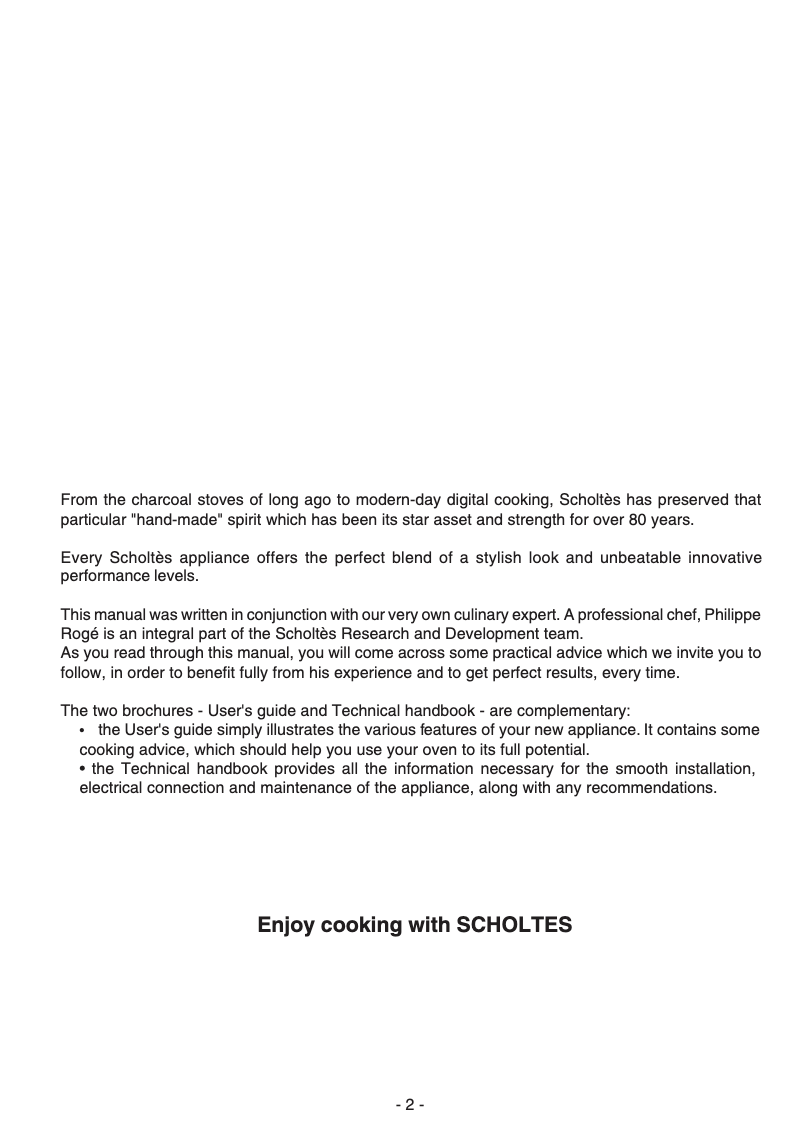 Page 1 de la notice Manuel utilisateur Scholtès FG66