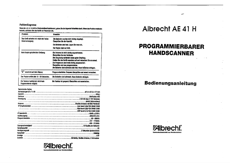 Image de la première page du manuel de l'appareil AE41H