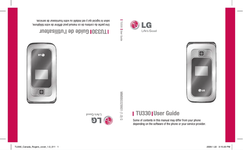 Image de la première page du manuel de l'appareil TU330