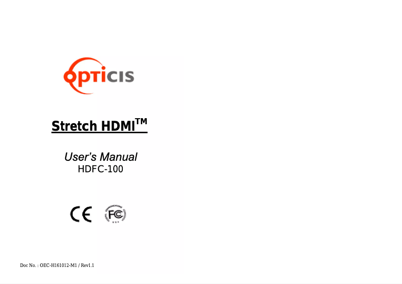 Page 1 de la notice Manuel utilisateur Opticis HDFC-100-30