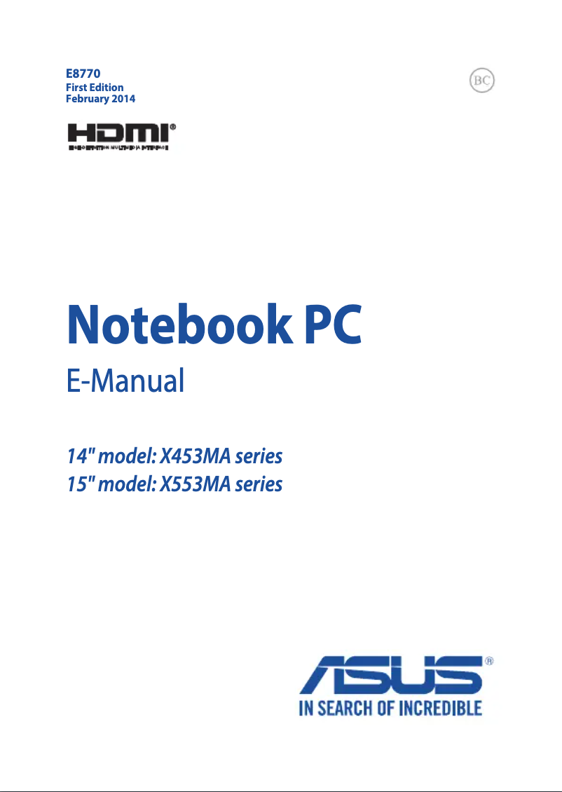 Page n°1 - Manuel utilisateur Asus XX553MA