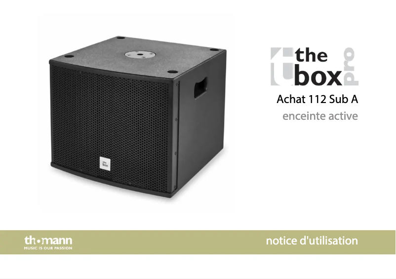 Page 1 de la notice Manuel utilisateur The Box Pro Achat 112 Sub A