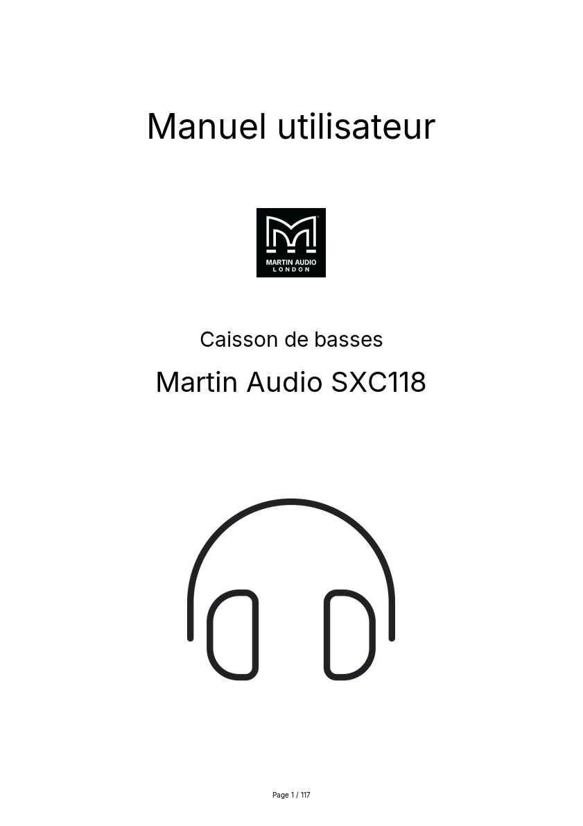Page n°1 - Manuel utilisateur Martin Audio SXC118