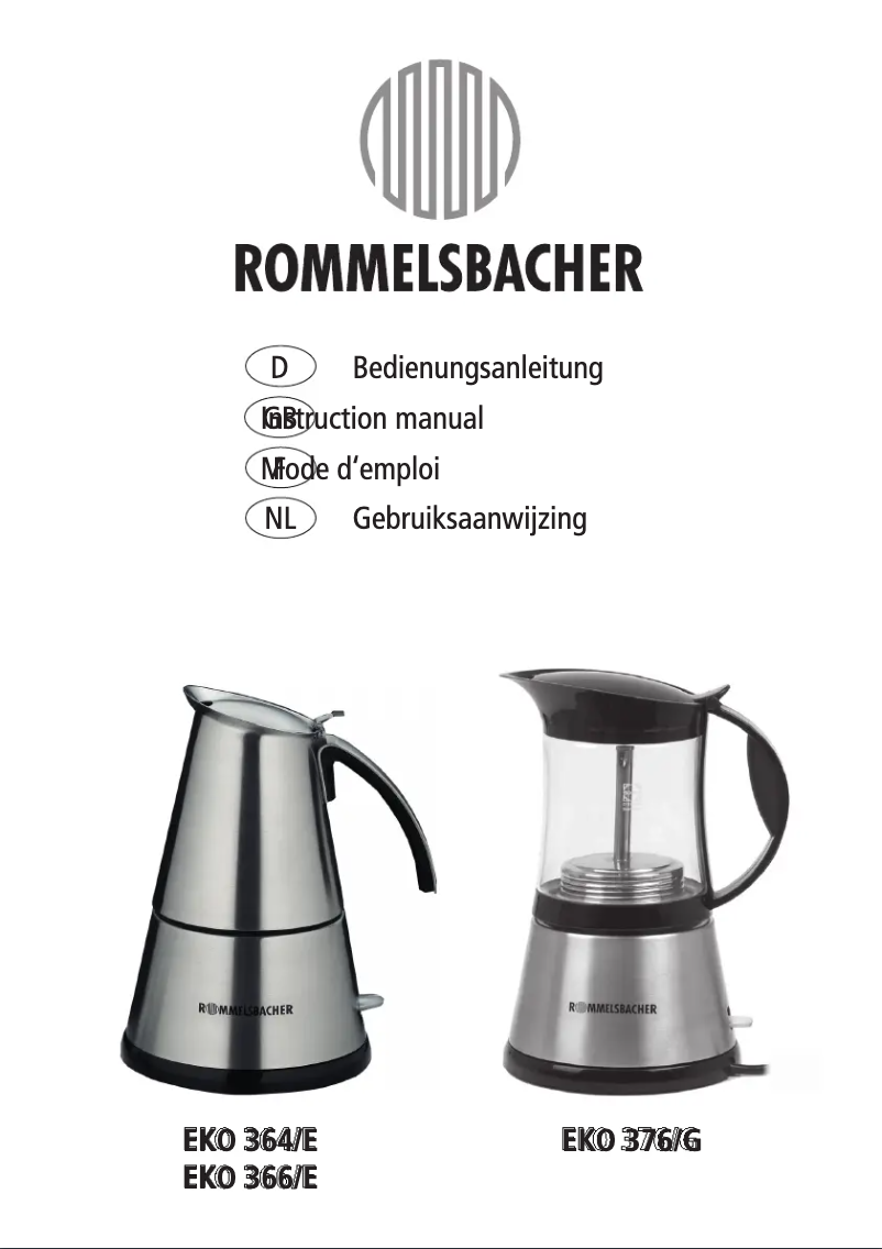 Page 1 de la notice Manuel utilisateur Rommelsbacher EKO 376/G
