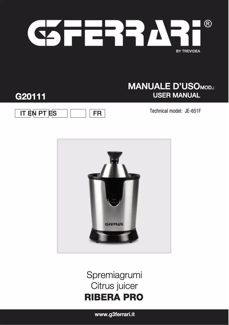 Page 1 de la notice Manuel utilisateur G3 Ferrari Ribera Pro G20111