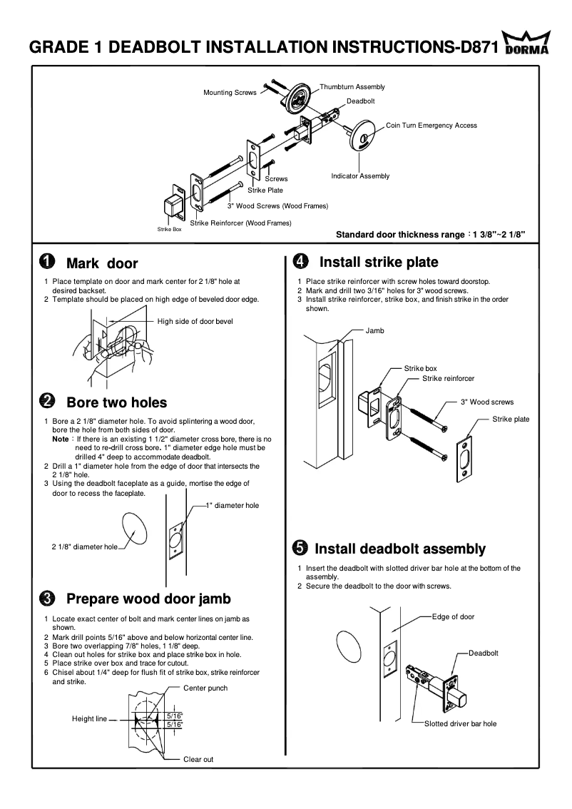 Page 1 de la notice Manuel utilisateur Dormakaba D800