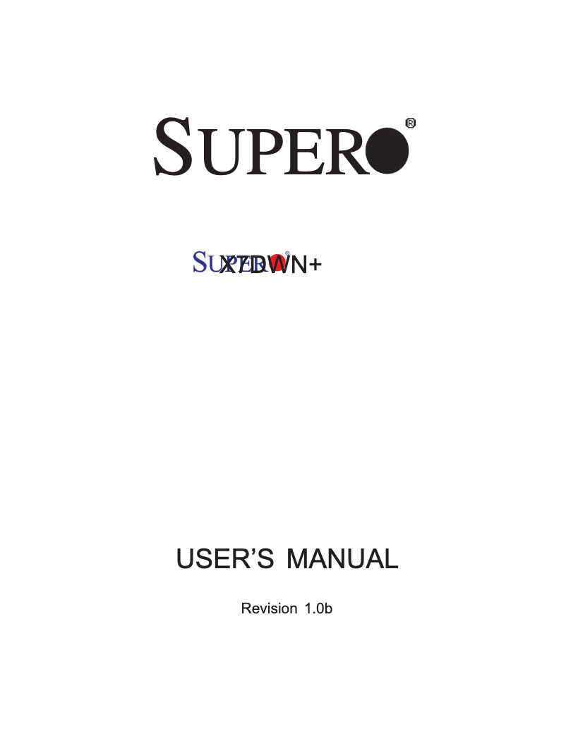 Page 1 de la notice Manuel utilisateur Supermicro X7DWN+