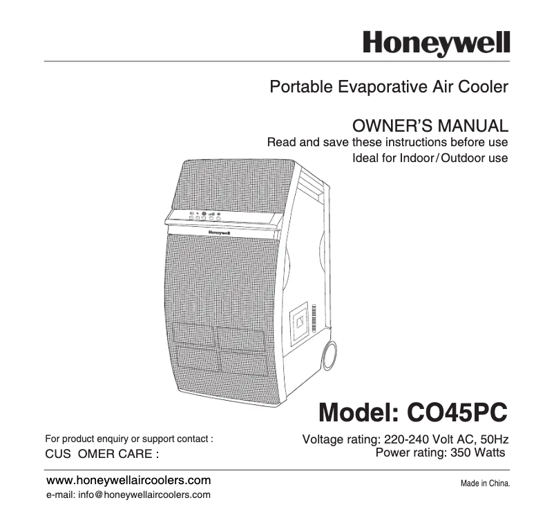 Page n°1 - Manuel utilisateur Honeywell CO45PC