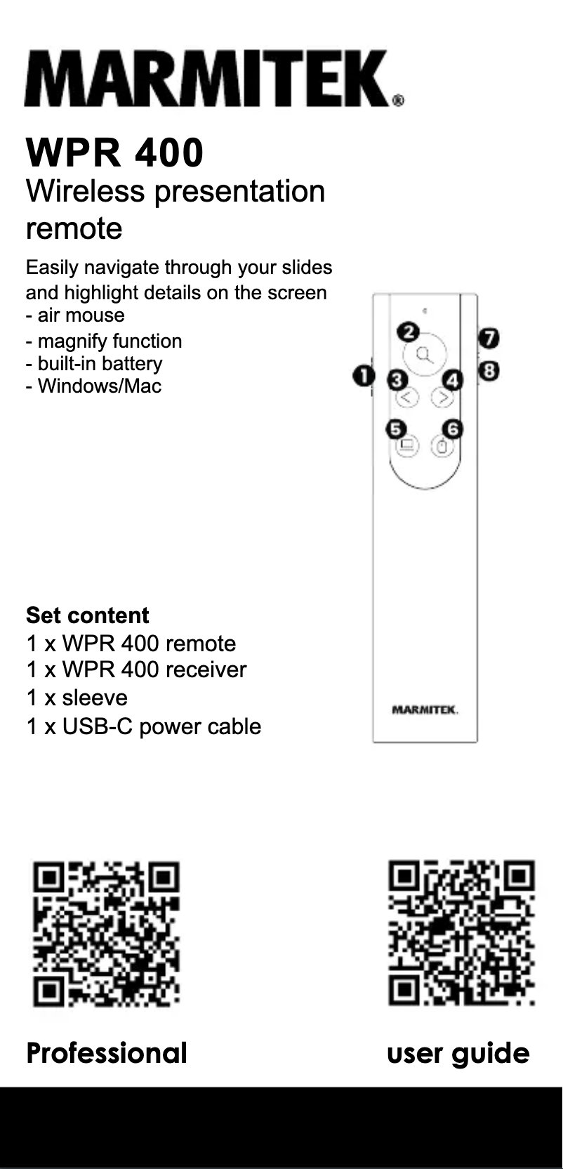 Image de la première page du manuel de l'appareil WPR 400
