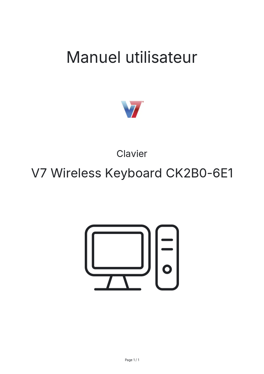 Page n°1 - Manuel utilisateur V7 Wireless Keyboard CK2B0-6E1