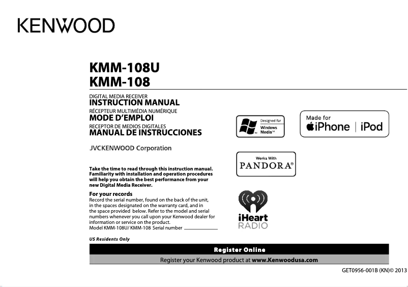 Página 1 del manual Manual de usuario Kenwood KMM-108U