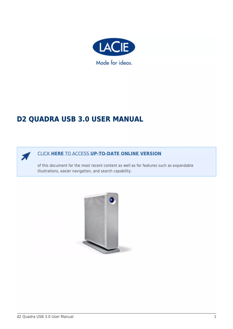 Página 1 del manual Manual de usuario LaCie D2 Quadra 4TB