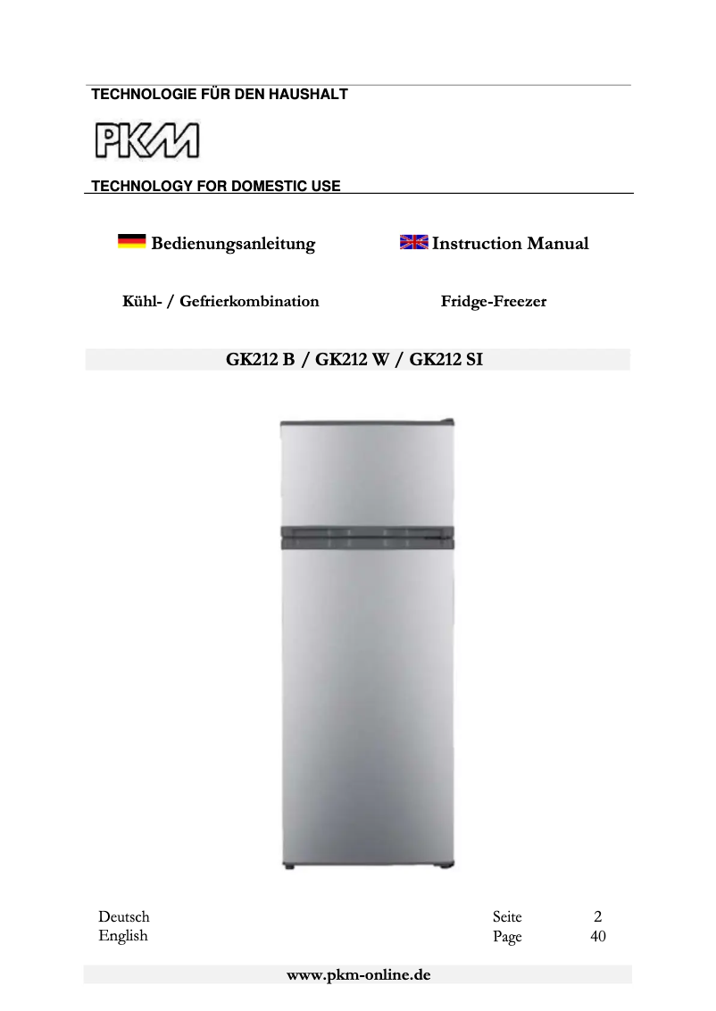 Page 1 de la notice Manuel utilisateur PKM GK212 W