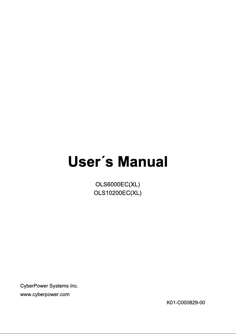 Página 1 del manual Manual de usuario CyberPower OLS6000ECXL