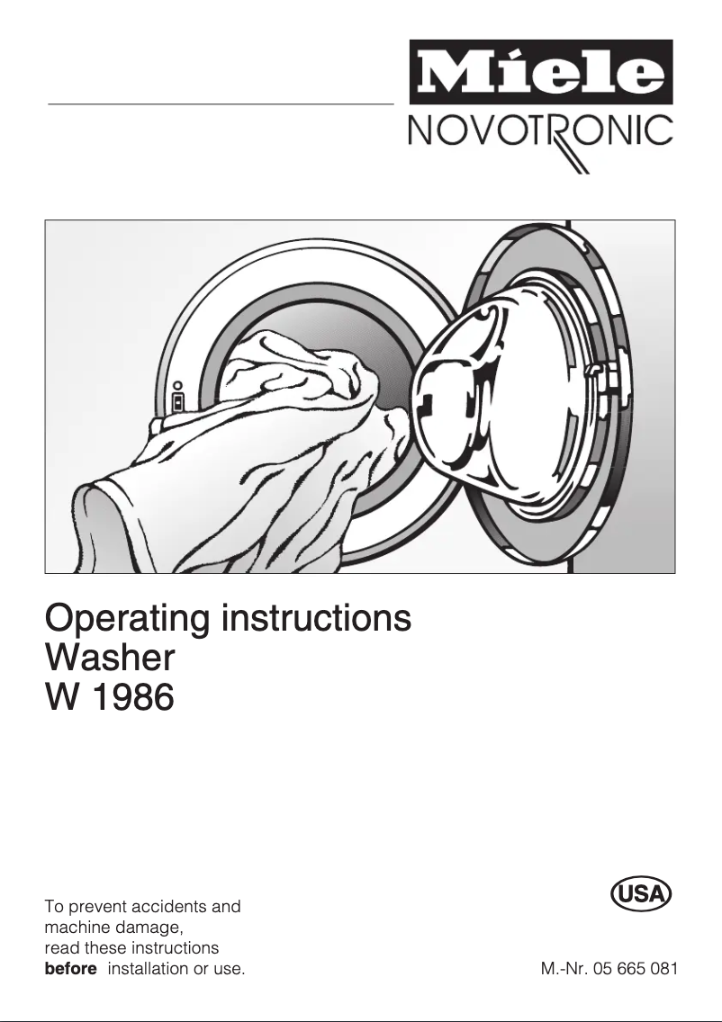 Page 1 de la notice Manuel utilisateur Miele W 1986