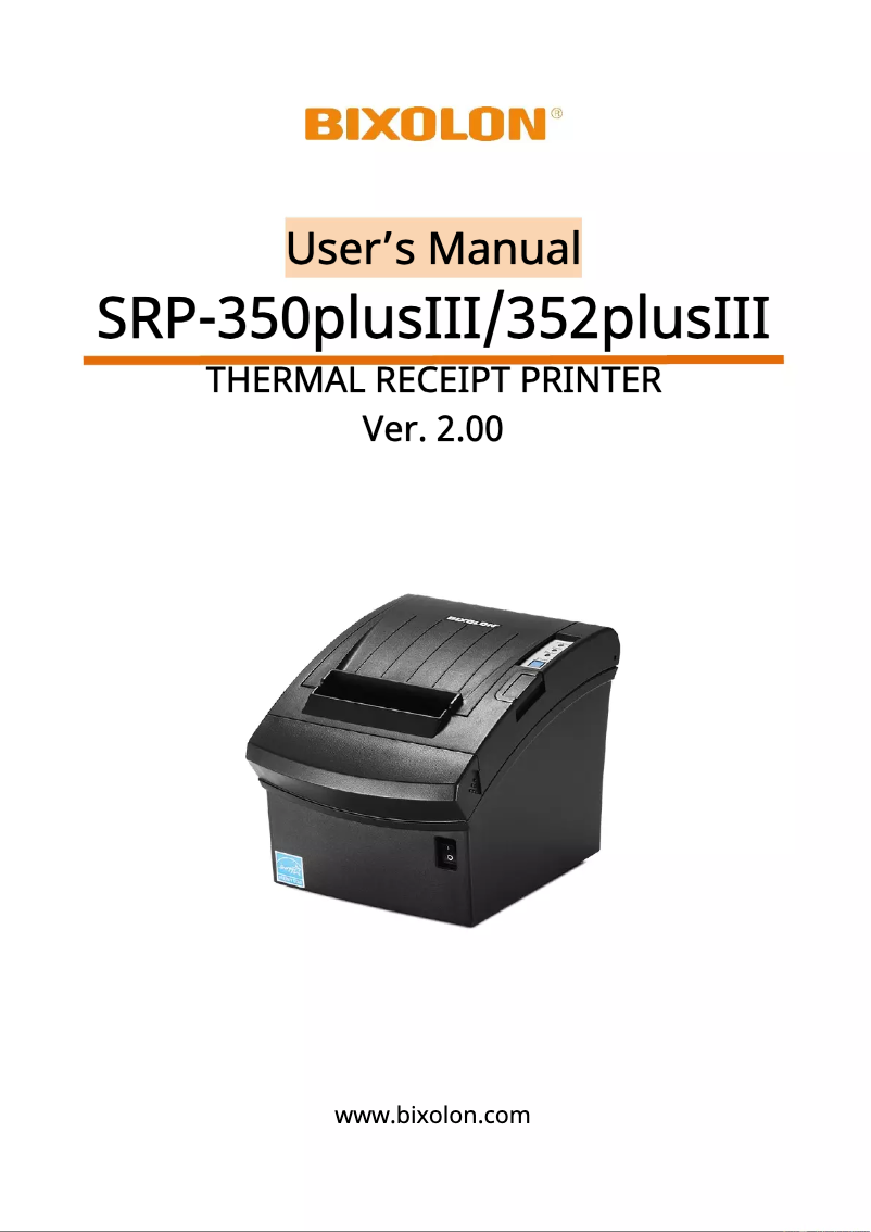 Page n°1 - Manuel utilisateur Bixolon SRP-350plusIII