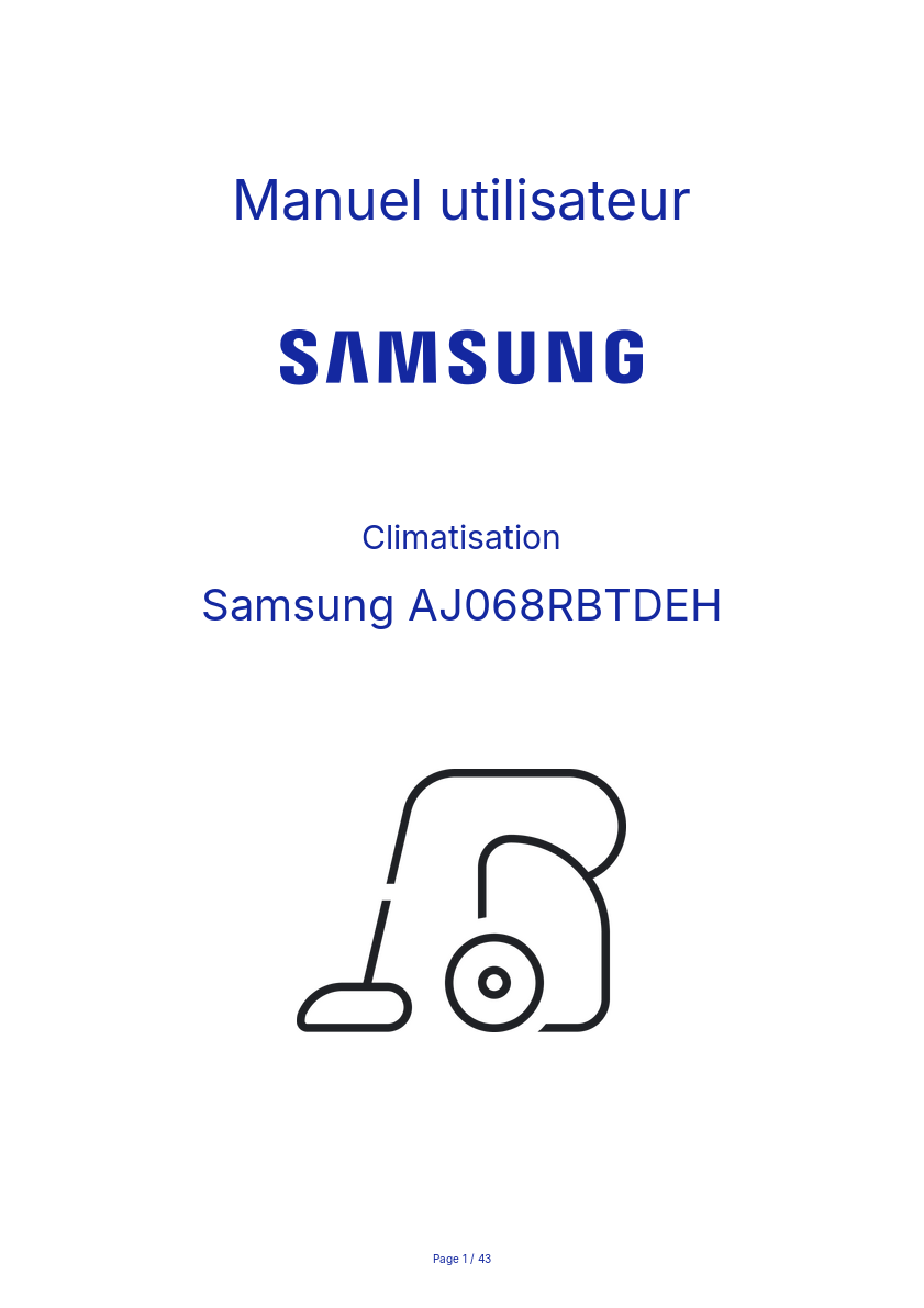 Image de la première page du manuel de l'appareil AJ068RBTDEH