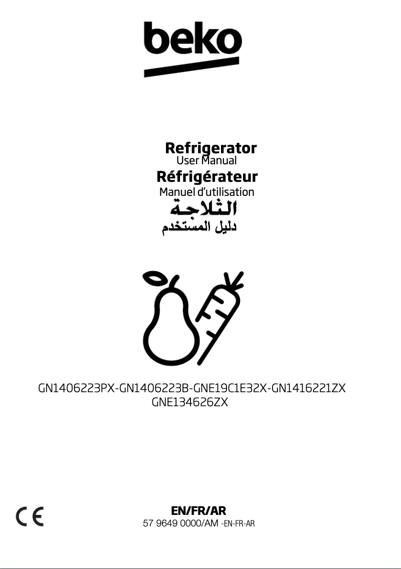 Page 1 de la notice Manuel utilisateur Beko GNE134626ZX