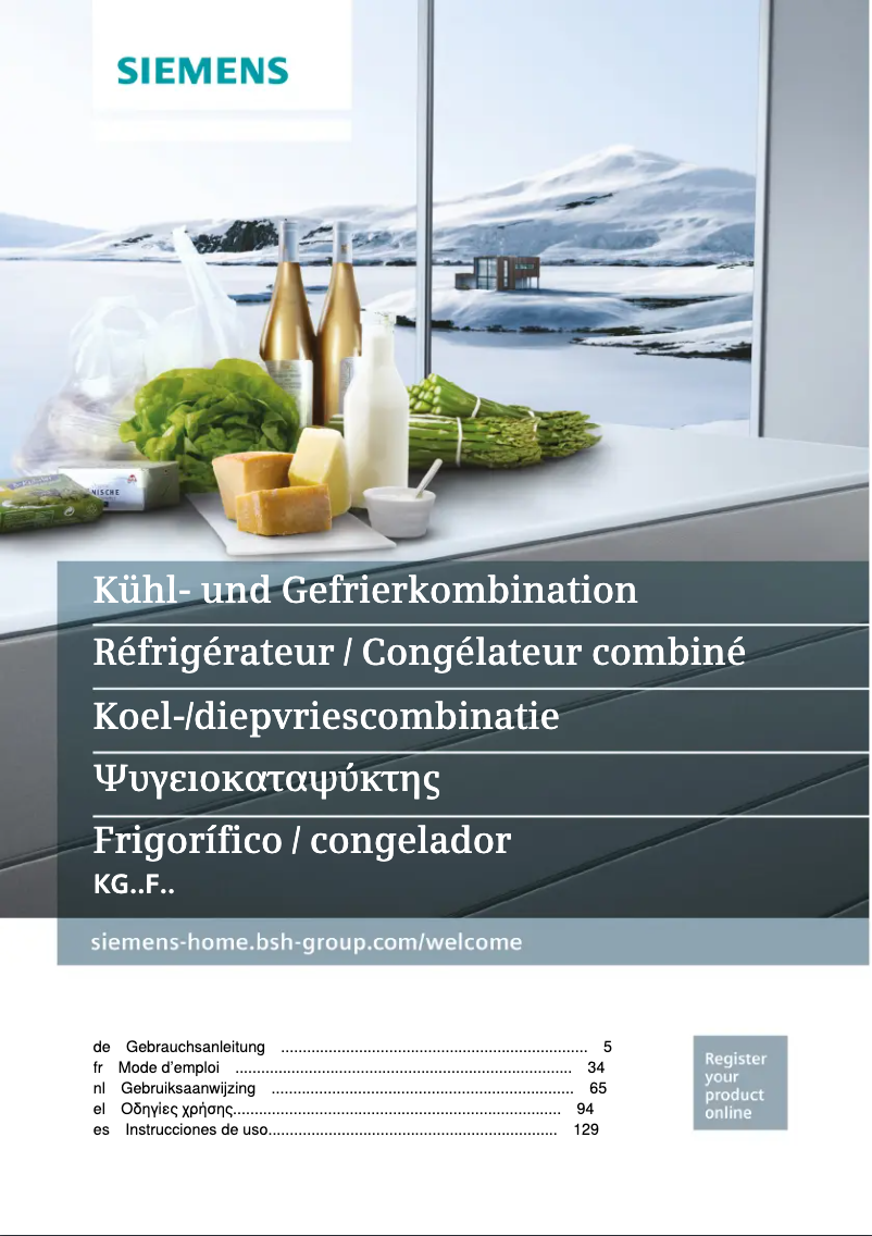 Page 1 de la notice Manuel utilisateur Siemens KG39FSB45