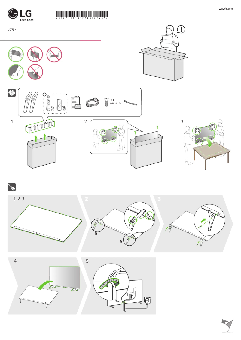 Page 1 de la notice Manuel utilisateur LG 43UQ751C0LG