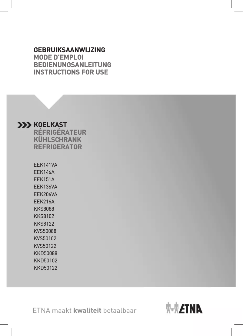 Page 1 de la notice Manuel utilisateur Etna KKS8102
