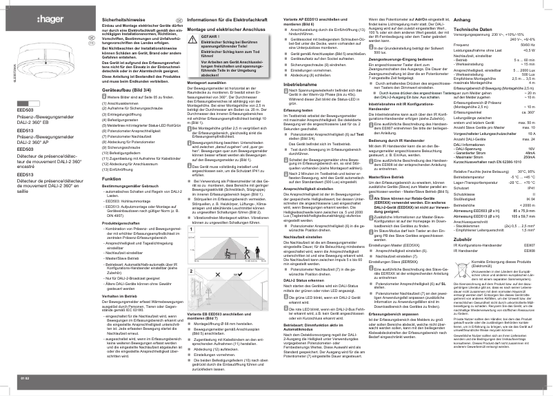 Page 1 de la notice Instructions / montage Hager EED513