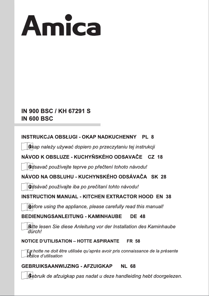 Page 1 de la notice Manuel utilisateur Amica IN900BSC