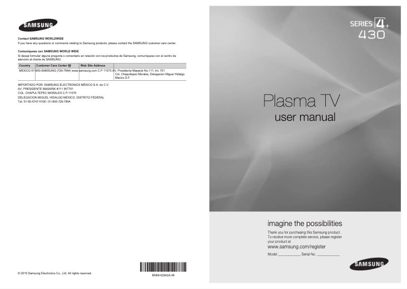 Page 1 de la notice Manuel utilisateur Samsung PL42C433