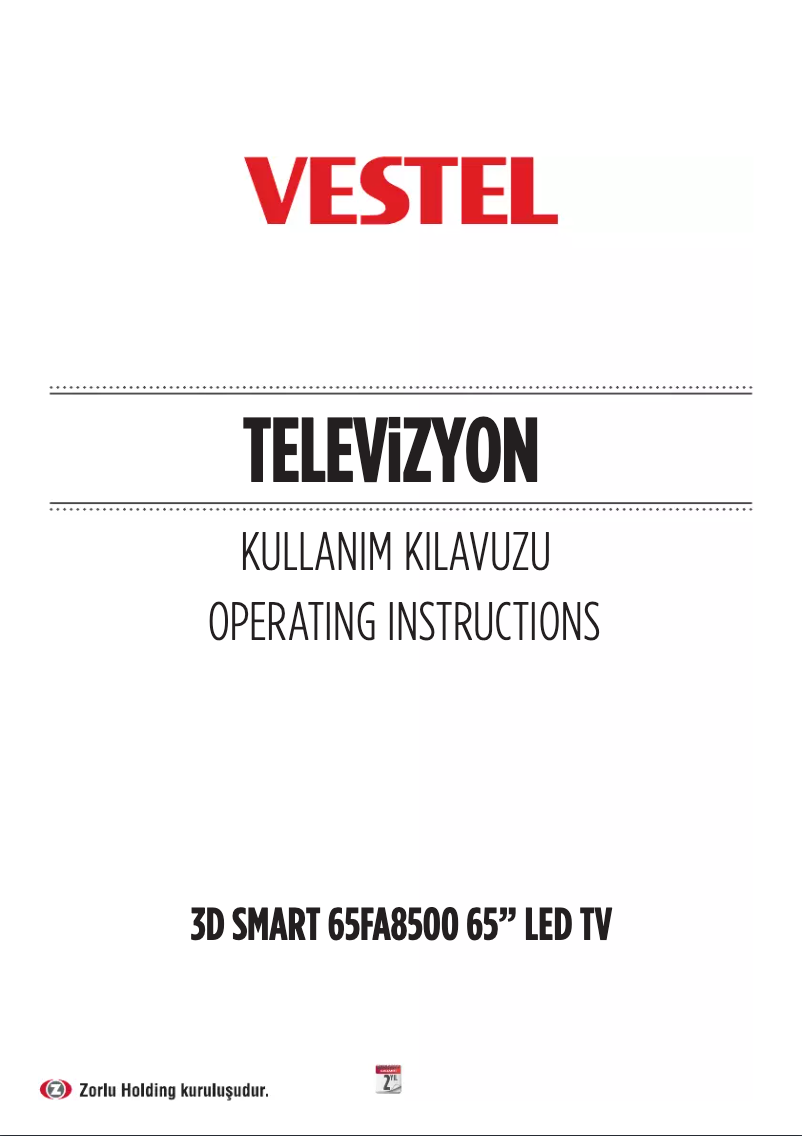 Page 1 de la notice Manuel utilisateur Vestel 65FA8500