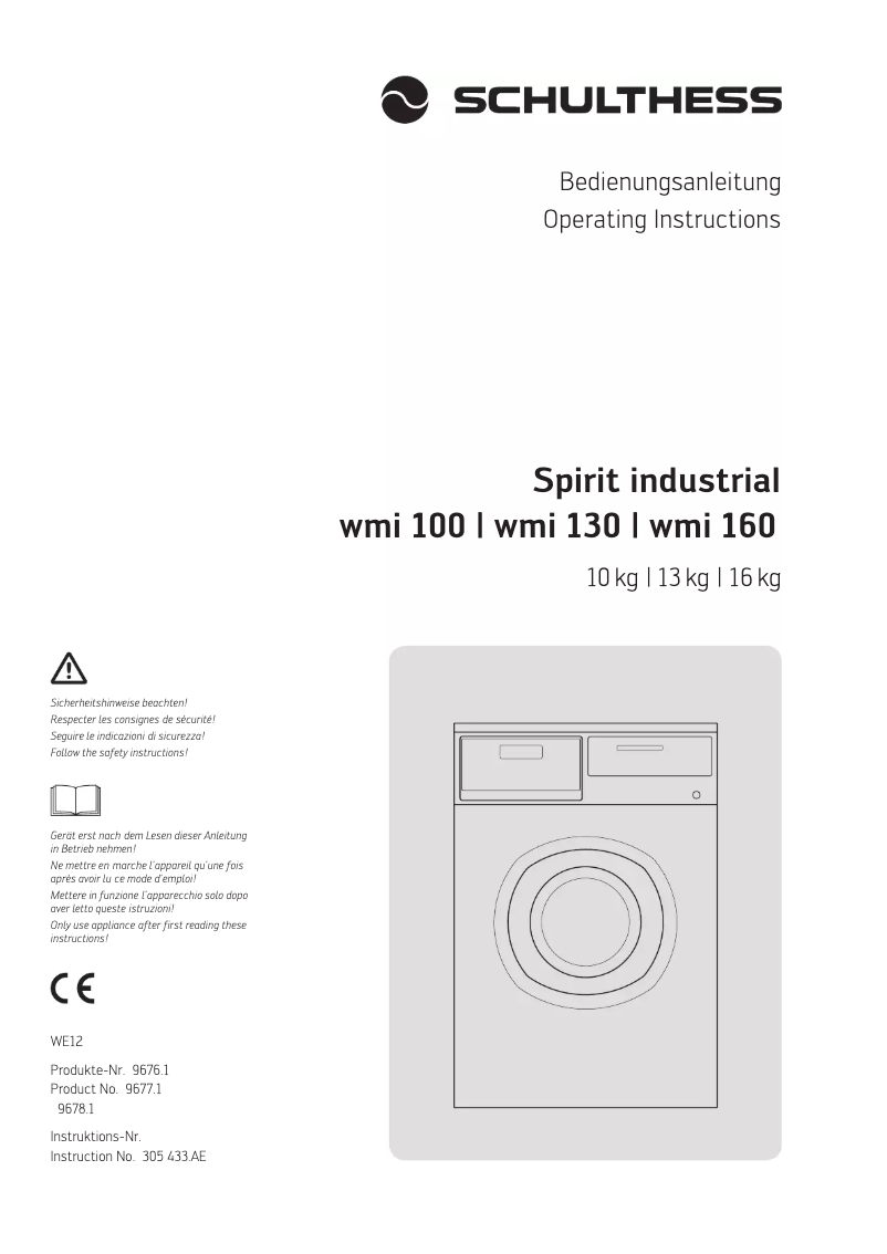 Página 1 del manual Manual de usuario Schulthess Spirit industrial WMI 130