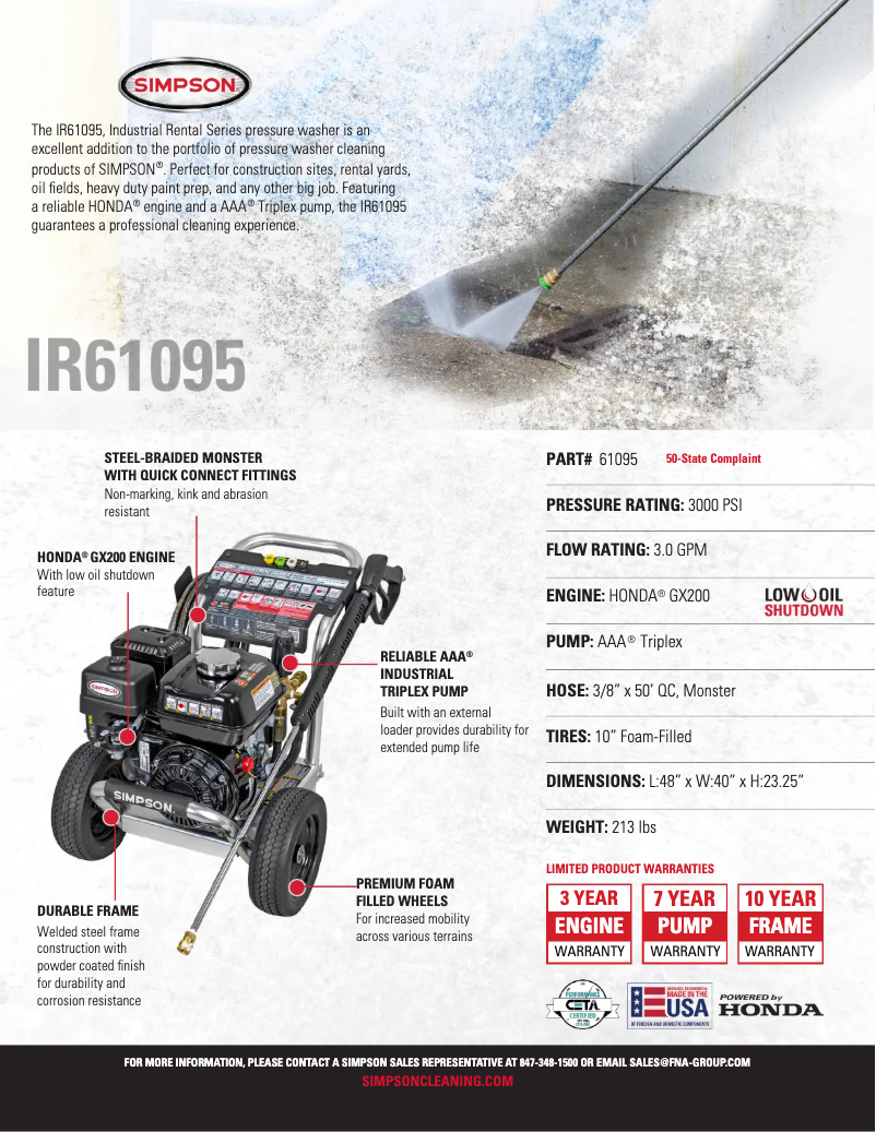 Page 1 de la notice Fiche technique Simpson IR3030212