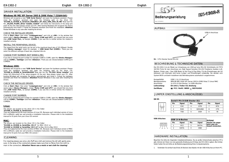 Image de la première page du manuel de l'appareil EX-1302-2