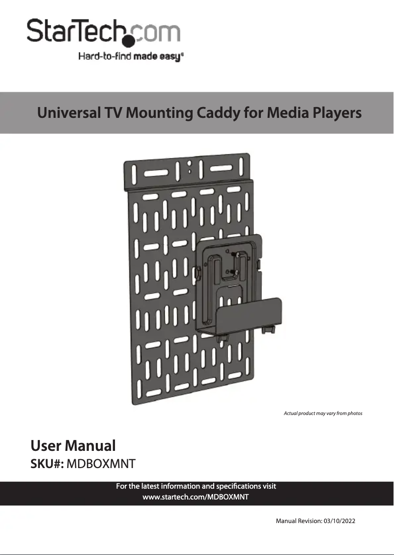 Image de la première page du manuel de l'appareil MDBOXMNT