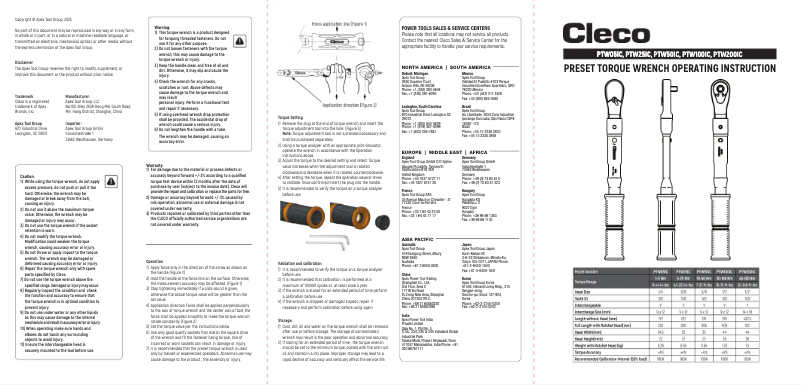 Page n°1 - Manuel utilisateur Cleco PTW50IC