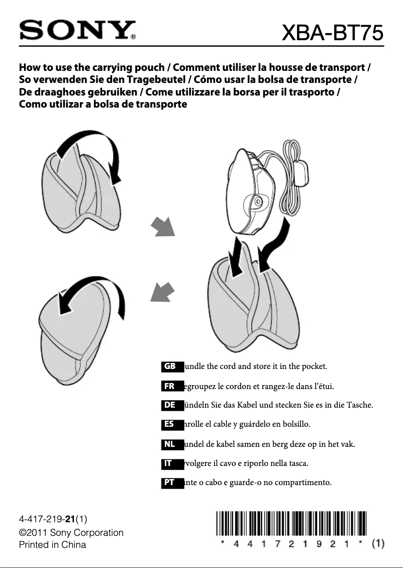Page n°1 - Manuel utilisateur Sony XBA-BT75