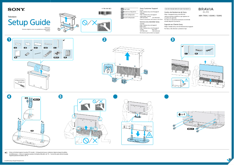 Page 1 de la notice Guide d'installation Sony XBR-65A9G