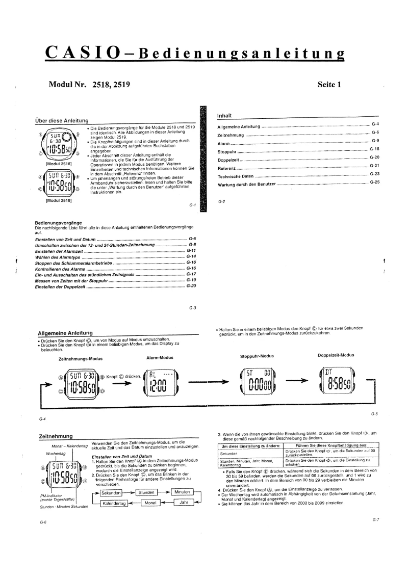 Page n°1 - Manuel utilisateur Casio 2519