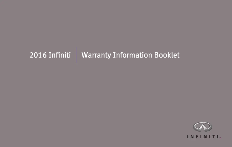 Page n°1 - Informations de garantie Infiniti QX60 (2016)