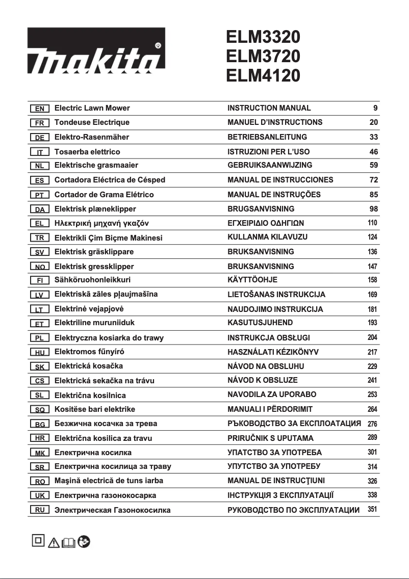 Page 1 de la notice Manuel utilisateur Makita ELM3720
