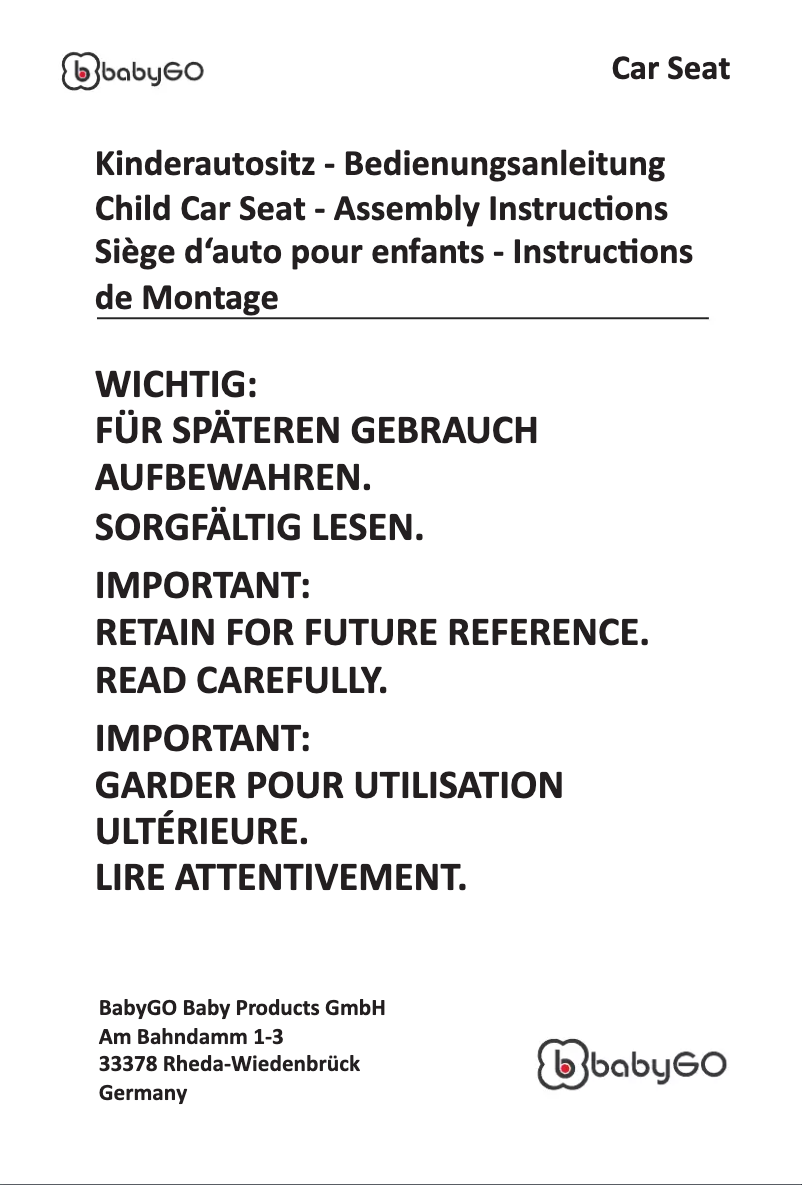 Page 1 de la notice Manuel utilisateur BabyGO FreeMove