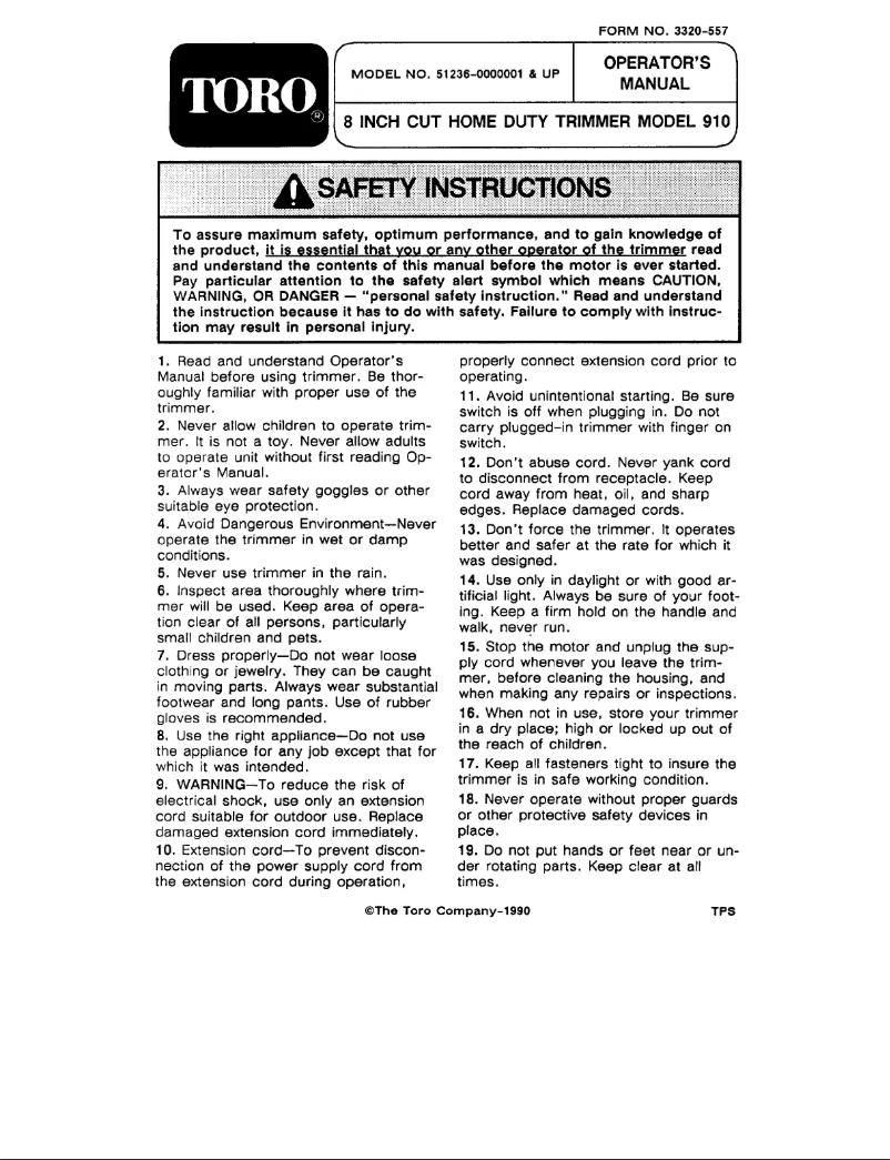 Página 1 del manual Manual de usuario Toro 51236