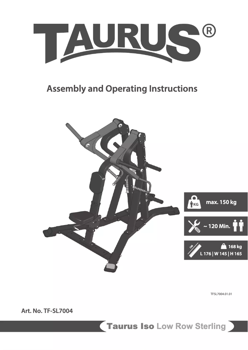 Page n°1 - Manuel utilisateur Taurus Iso Low Row Sterling