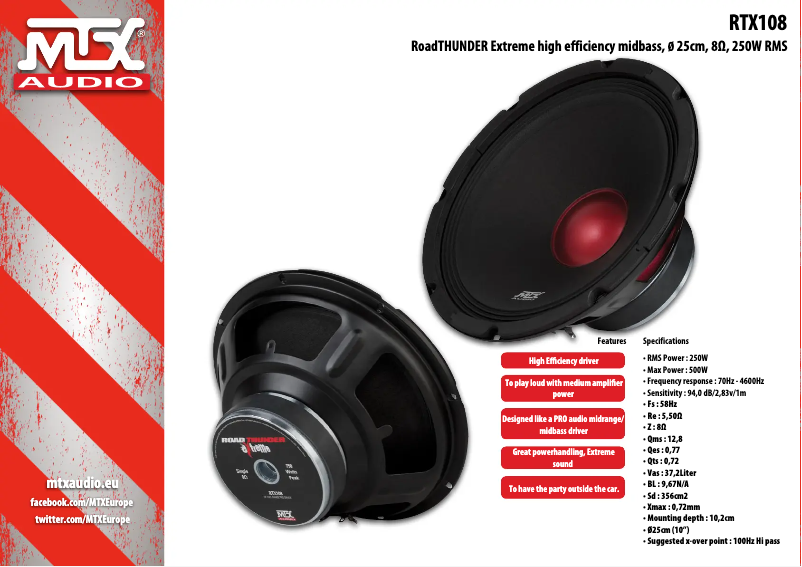 Page n°1 - Manuel utilisateur MTX Audio RTX108