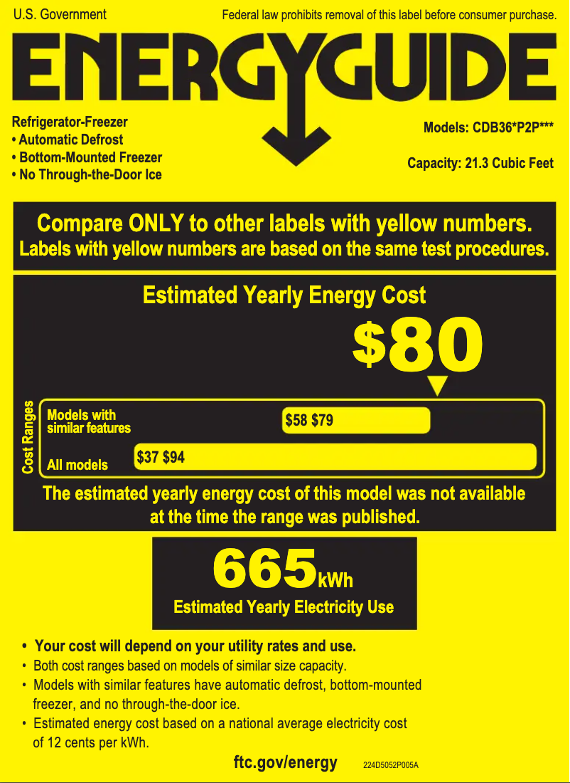 Page 1 de la notice Label énergétique GE Café CDB36RP2PS1