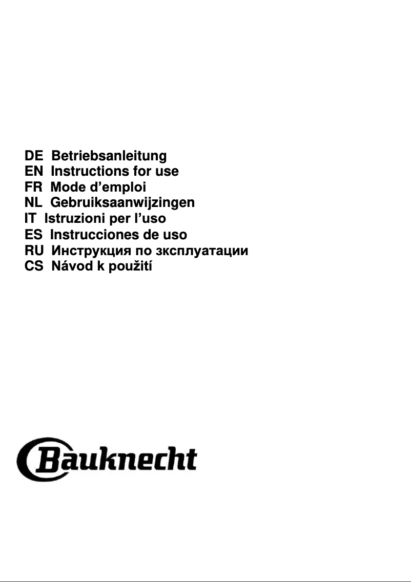 Page n°1 - Manuel utilisateur Bauknecht DBAH 92 LT X