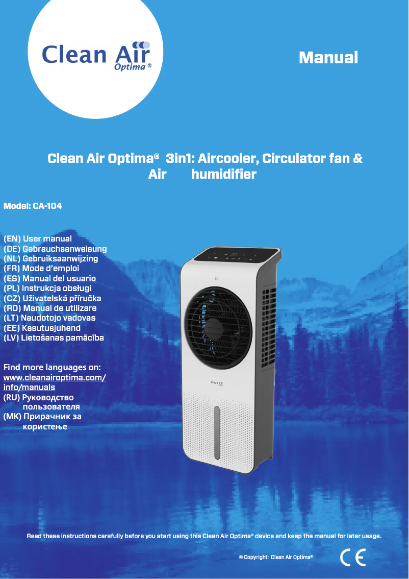 Page 1 of the manual User Manual Clean Air Optima CA-104