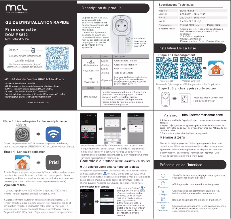 Page 1 de la notice Manuel utilisateur MCL DOM-PS512