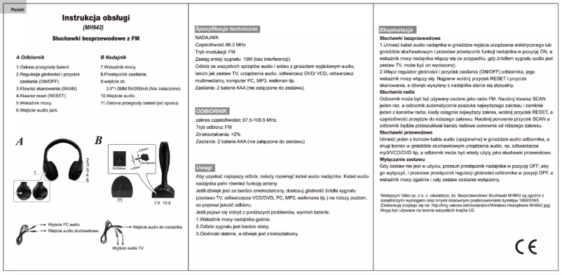 Image de la première page du manuel de l'appareil MH942