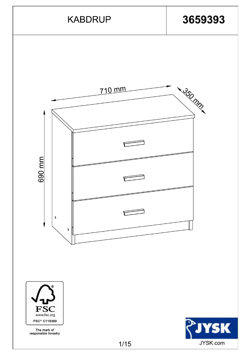 Page n°1 - Manuel utilisateur JYSK Kabdrup (71x69x35)