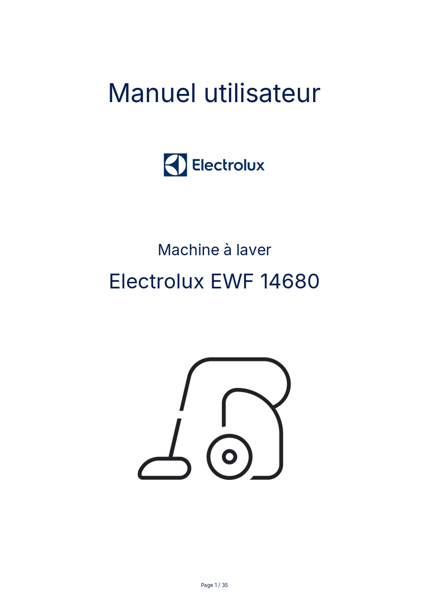 Page n°1 - Manuel utilisateur Electrolux EWF 14680